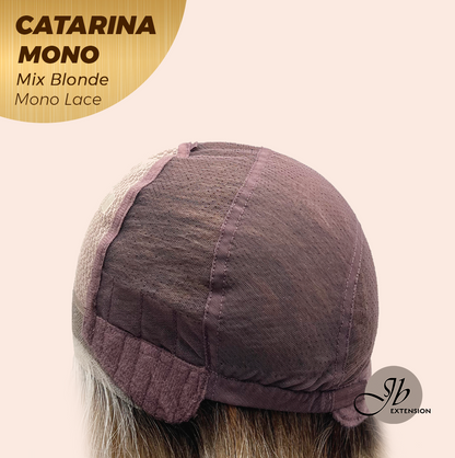 JBEXTENSION CATARINA MONO Full Monofilament Handmade Full Lace Full Hand Tied Wig 13 Inches Mix Blonde Mono Lace Handmade Futura Fiber Wig with Anti-slip Silicone Strips Glueless Wig CATARINA MONO MIX BLONDE【BENDY EAR TABS】