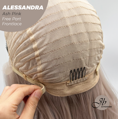 JBEXTENSION 20 Inches Ash Pink Curly Fiber X, Tangle Less Pre-Cut Free Part Frontlace Glueless Wig ALESSANDRA ASH PINK【FIBER X】