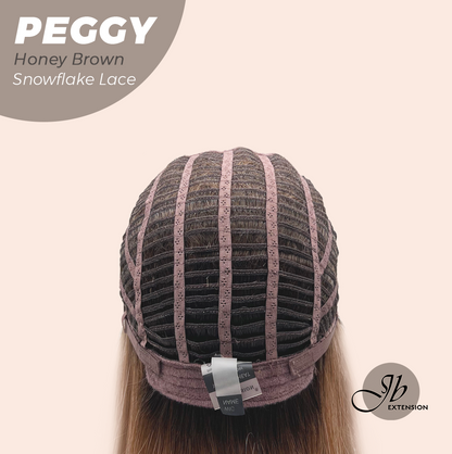 JBEXTENSION 19 Inches Long Straight Honey Brown Pre-Cut Side Part Snowflake Lace Frontlace Glueless Wig PEGGY HONEY BROWN【BENDY EAR TABS】