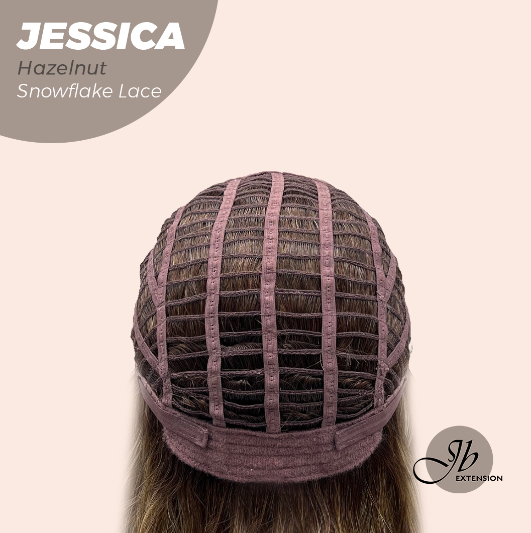 JBEXTENSION 16 Inches Hazelnut Curly Pre-Cut Side Part Snowflake Lace Frontlace Glueless Wig JESSICA HAZELNUT【BENDY EAR TABS】