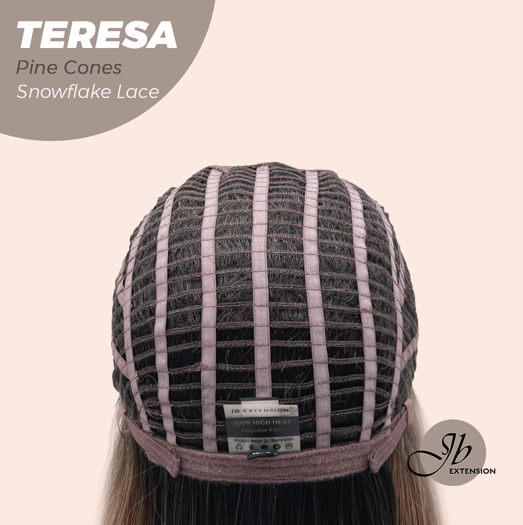JBEXTENSION 18 Inches Pine Cones Pre-Cut Snowflake Lace Frontlace Glueless Wig TERESA PINE CONES【PERMATEASE】【BENDY EAR TABS】- M/L