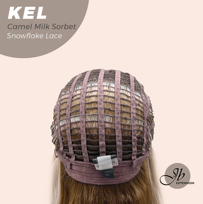 JBEXTENSION 22 Inches Camel Milk Sorbet Pre-Cut Snowflake Lace Frontlace Glueless Wig KEL CAMEL MILK SORBET【PERMATEASE】【BENDY EAR TABS】- M/L