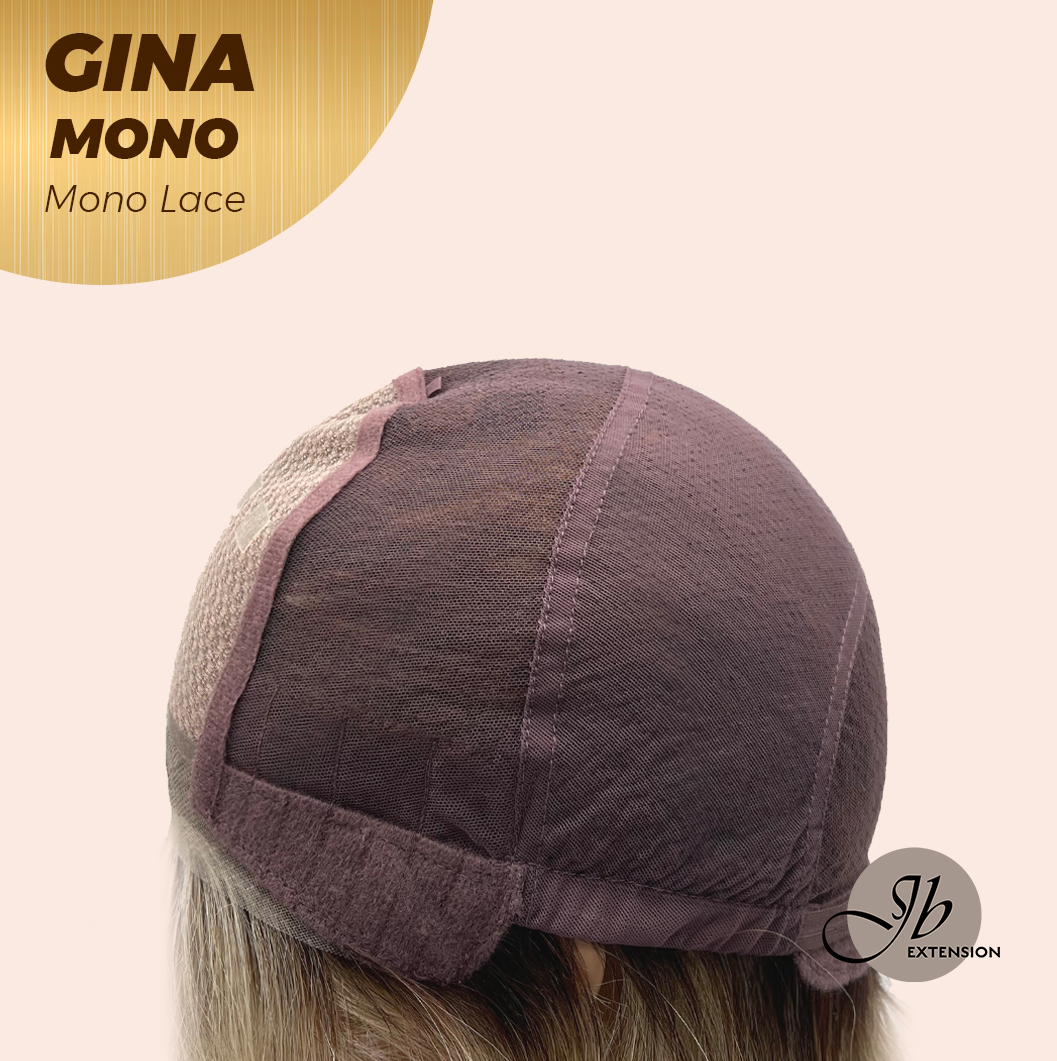 JBEXTENSION GINA MONO Full Monofilament Handmade Full Lace Full Hand Tied Wig 12 Inches Mix Blonde Mono Lace Handmade Futura Fiber Wig with Anti-slip Silicone Strips Glueless Wig GINA MONO【BENDY EAR TABS】
