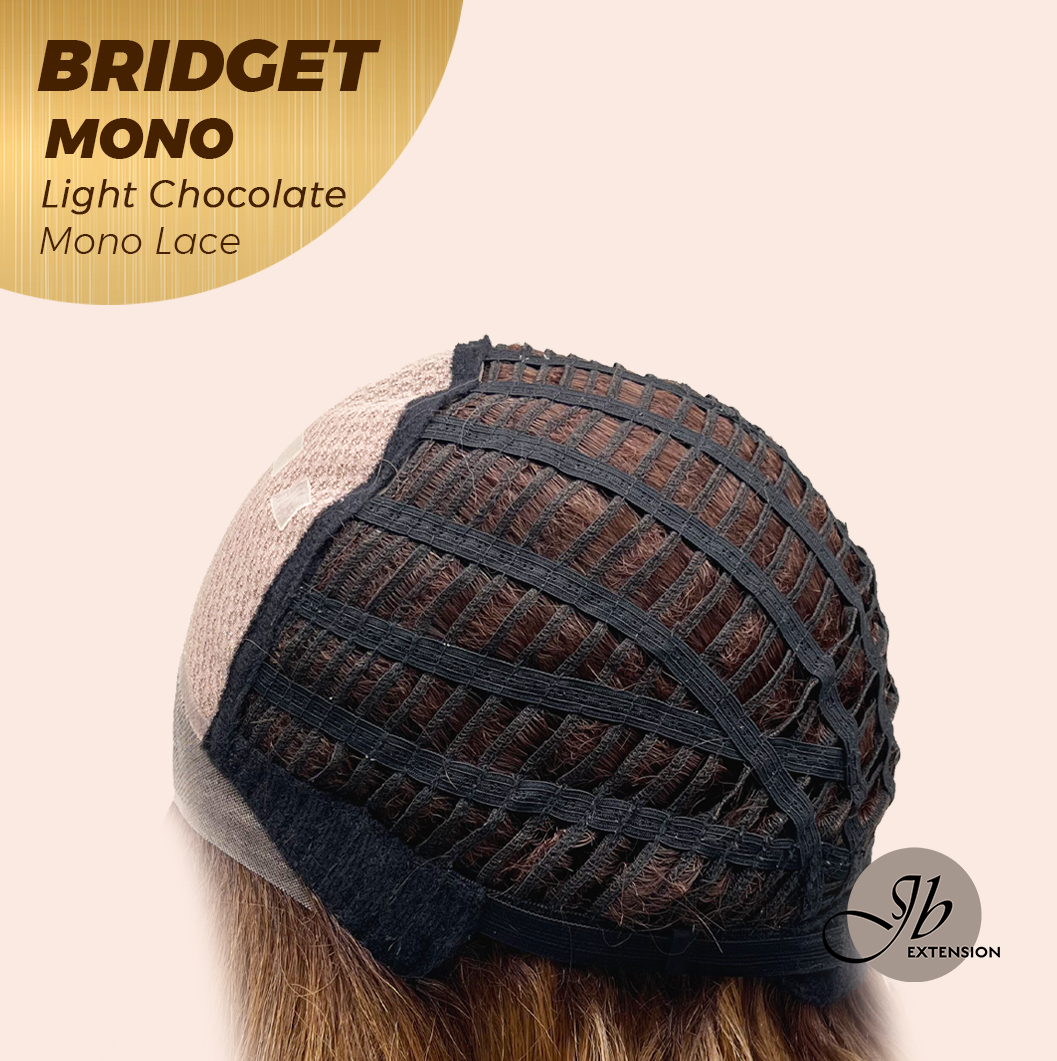 JBEXTENSION BRIDGET MONO Monofilament Handmade Wig 6X5 Full Monofilament Hand Tied Top Wig 15 Inches Light Chocolate Mono Lace Wig With Anti-slip Silicone Strips Glueless Wig BRIDGET MONO LIGHT CHOCOLATE【BENDY EAR TABS】