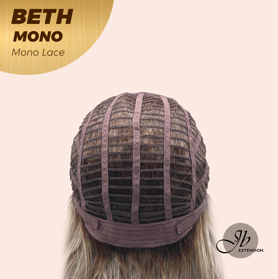 JBEXTENSION BETH MONO Monofilament Handmade Wig 6X5 Full Monofilament Hand Tied Top Wig 17 Inches Cream Grey Mono Lace Wig with Anti-slip Silicone Strips Glueless Wig BETH MONO【BENDY EAR TABS】