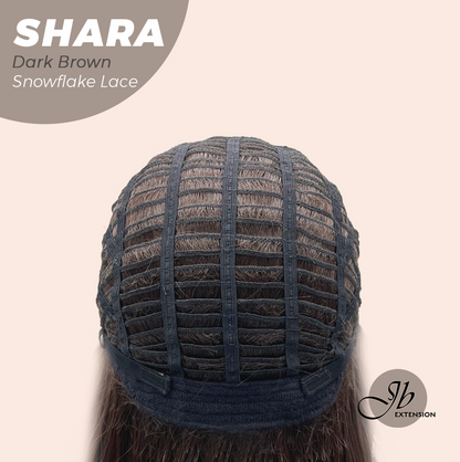 JBEXTENSION 17 Inches Curly Dark Brown Pre-Cut Arc Snowflake Lace Frontlace Glueless Wig SHARA DARK BROWN【BENDY EAR TABS】