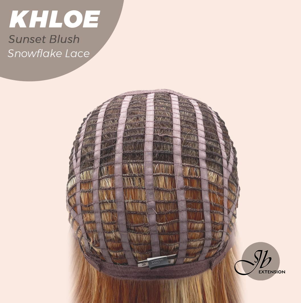 JBEXTENSION 12 Inches Bob Cut Sunset Blush Pre-Cut Snowflake Lace Frontlace Glueless Wig KHLOE SUNSET BLUSH【PERMATEASE】【BENDY EAR TABS】- S/M