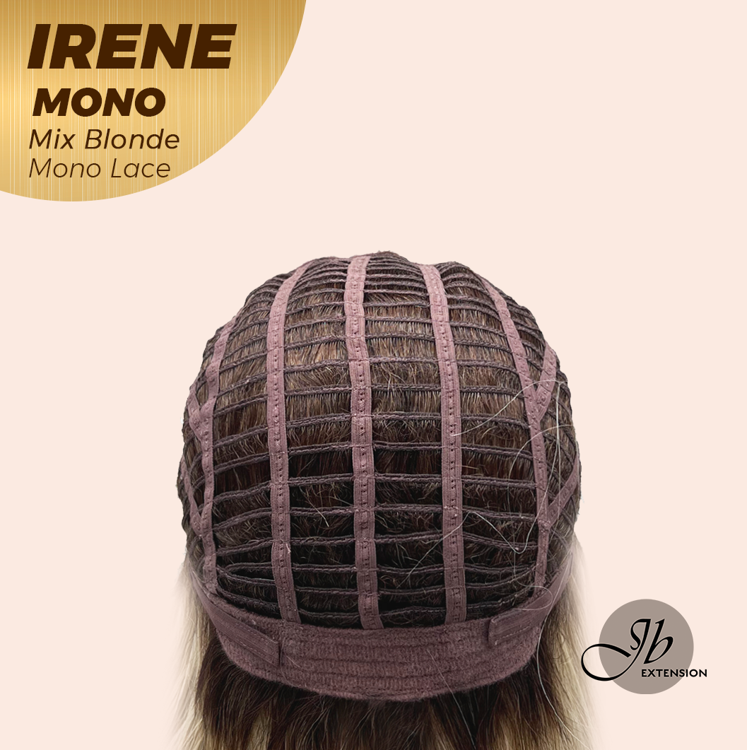 JBEXTENSION IRENE MONO Monofilament Handmade Wig 6X5 Full Monofilament Hand Tied Top Wig 19 Inches Mix Blonde Curly Mono Lace Wig With Anti-slip Silicone Strips Glueless Wig IRENE MONO MIX BLONDE【BENDY EAR TABS】