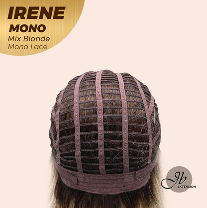 JBEXTENSION IRENE MONO Monofilament Handmade Wig 6X5 Full Monofilament Hand Tied Top Wig 19 Inches Mix Blonde Curly Mono Lace Wig With Anti-slip Silicone Strips Glueless Wig IRENE MONO MIX BLONDE【BENDY EAR TABS】