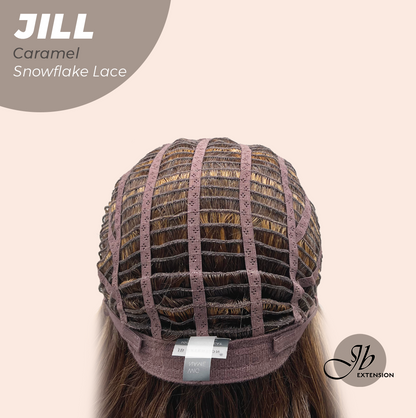 [FINAL SALE] JBEXTENSION 16 Inches Curly Caramel Pre-Cut Side Part Snowflake Lace Frontlace Glueless Wig JILL CARAMEL【BENDY EAR TABS】- M/L