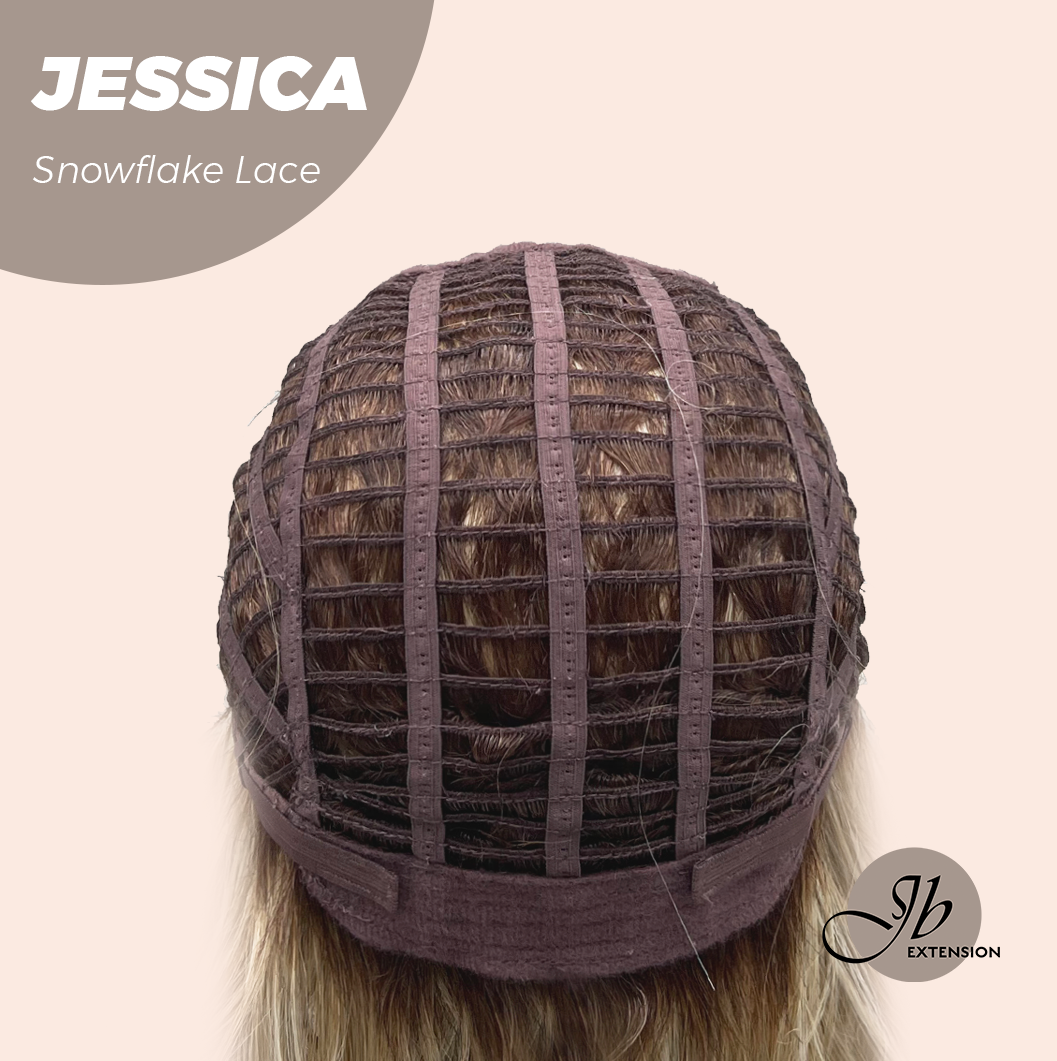 JBEXTENSION 16 Inches Mix Blonde Curly Pre-Cut Side Part Snowflake Lace Frontlace Glueless Wig JESSICA【BENDY EAR TABS】