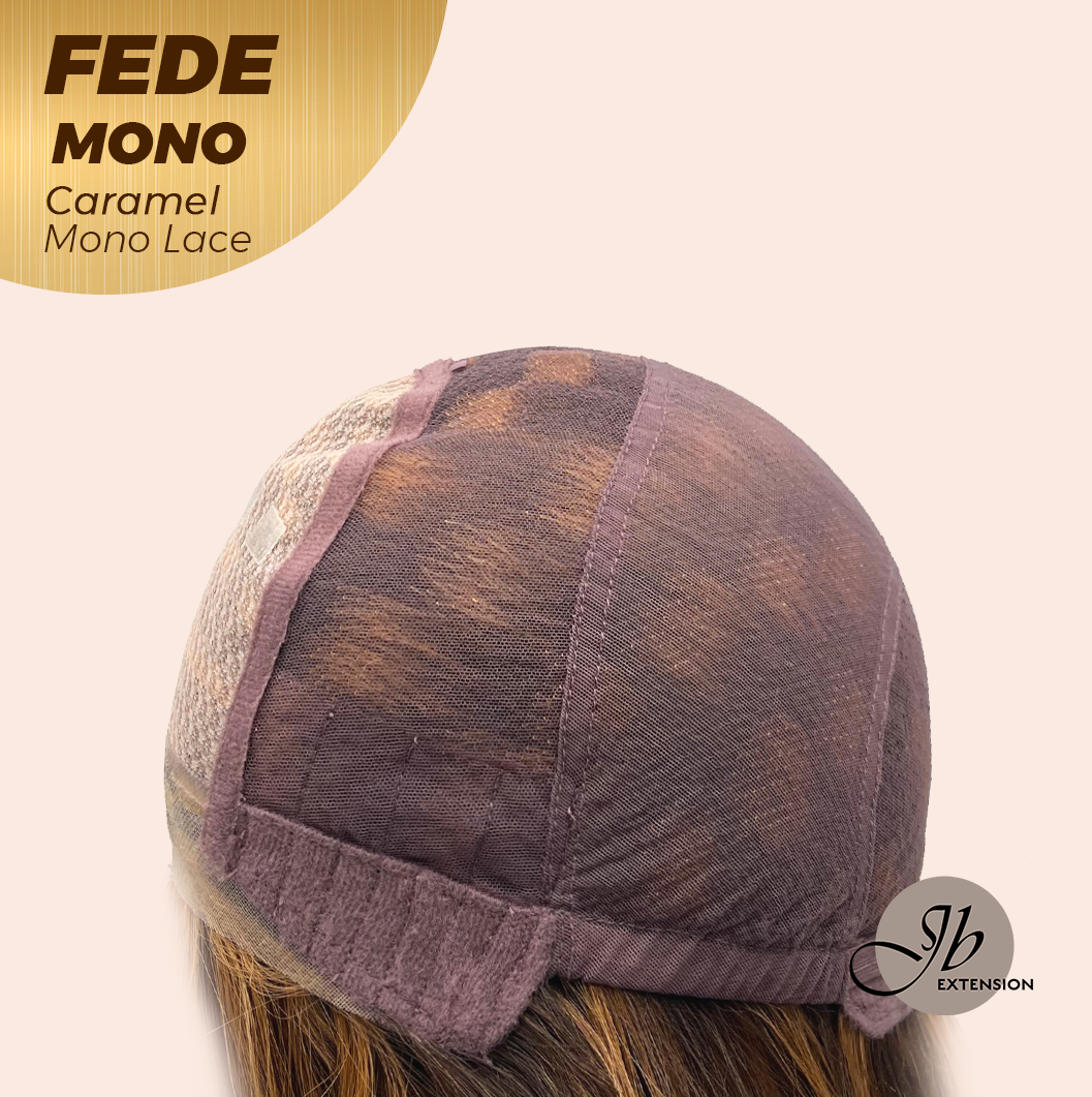 JBEXTENSION FEDE MONO Full Monofilament Handmade Full Lace Full Hand Tied Wig 19 Inches Wave Caramel Mono Lace Handmade Futura Fiber Wig with Anti-slip Silicone Strips Glueless Wig FEDE MONO - CARAMEL【BENDY EAR TABS】