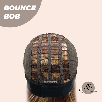 JBEXTENSION 10 Inches Bob Cut Honey Chestnut Balayage Headband Wig BOUNCE BOB