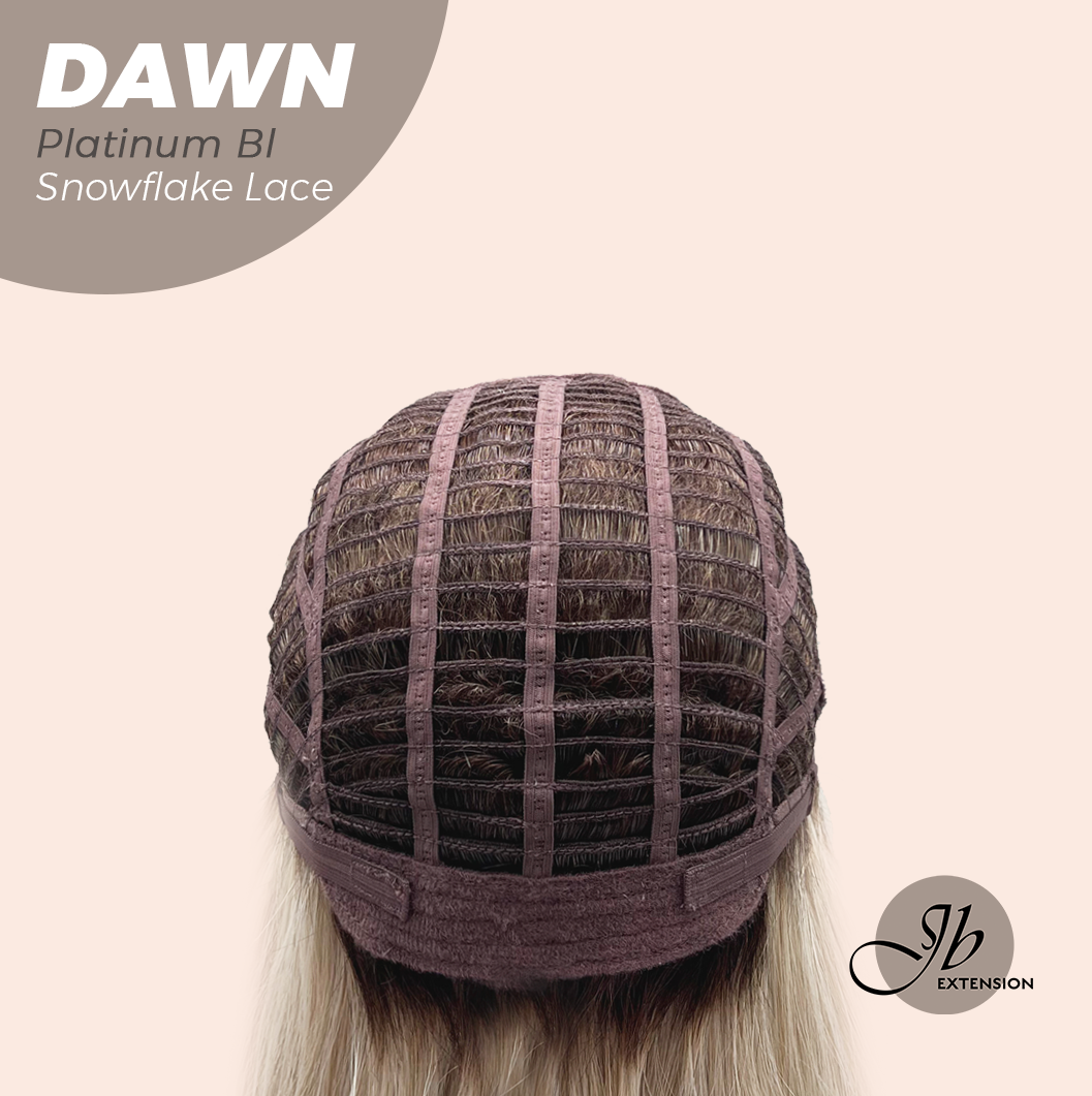 JBEXTENSION 19 Inches Curly Platinum Blonde Pre-Cut Side Part Snowflake Lace Frontlace Glueless Wig DAWN SNOWFLAKE - PLATINUM BLONDE【BENDY EAR TABS】