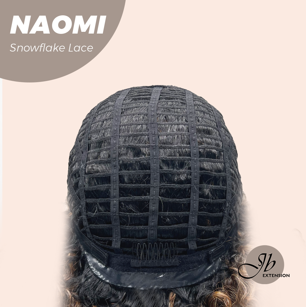 [FINAL SALE] JBEXTENSION 13 Inches Deep Curly Dark Brown with Blonde Highlight Pre-Cut Side Part Snowflake Lace Frontlace Glueless Black Sapphire Wig NAOMI【BENDY EAR TABS】
