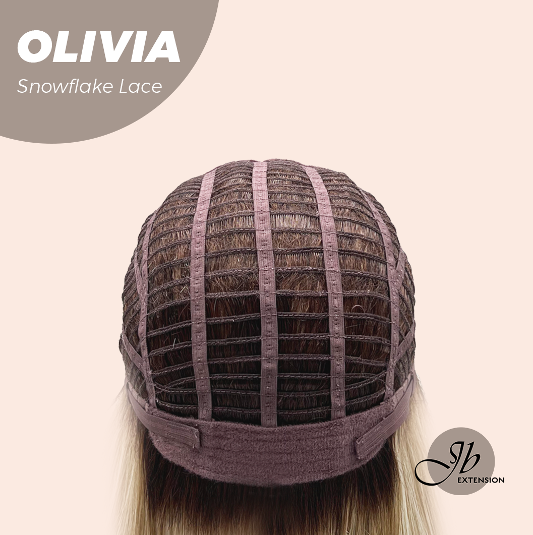 JBEXTENSION 17 Inches Mix Blonde Pre-Cut Side Part Snowflake Lace Frontlace Glueless Wig OLIVIA SNOWFLAKE【BENDY EAR TABS】