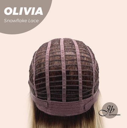 JBEXTENSION 17 Inches Mix Blonde Pre-Cut Side Part Snowflake Lace Frontlace Glueless Wig OLIVIA SNOWFLAKE【BENDY EAR TABS】