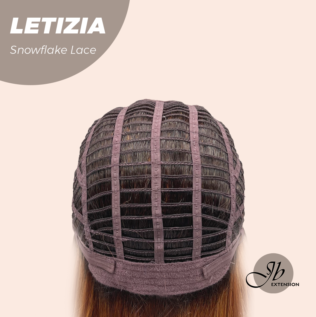JBEXTENSION 16 Inches Copper with Dark Root Pre-Cut Arc Snowflake Lace Frontlace Glueless Wig LETIZIA【BENDY EAR TABS】
