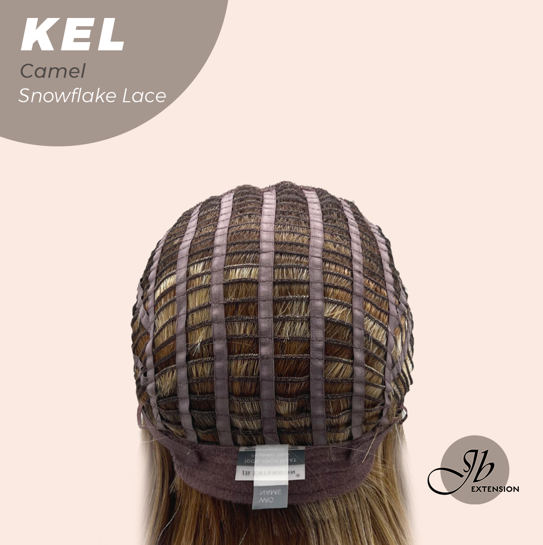 JBEXTENSION 22 Inches Camel Pre-Cut Snowflake Lace Frontlace Glueless Wig KEL CAMEL【PERMATEASE】【BENDY EAR TABS】- S/M