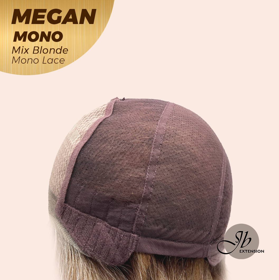 JBEXTENSION MEGAN MONO Full Monofilament Handmade Full Lace Full Hand Tied Wig 13 Inches Mix Blonde Mono Lace Handmade Futura Fiber Wig with Anti-slip Silicone Strips Glueless Wig MEGAN MONO - MIX BLONDE【BENDY EAR TABS】