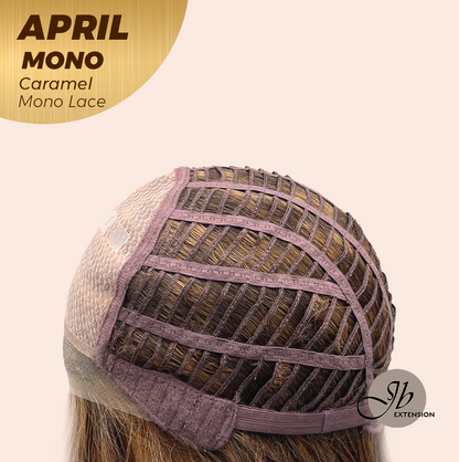 JBEXTENSION APRIL MONO Monofilament Handmade Wig 6X5 Full Monofilament Hand Tied Top Wig 18 Inches Caramel Mono Lace Wig With Anti-slip Silicone Strips Glueless Wig APRIL MONO CARAMEL【BENDY EAR TABS】