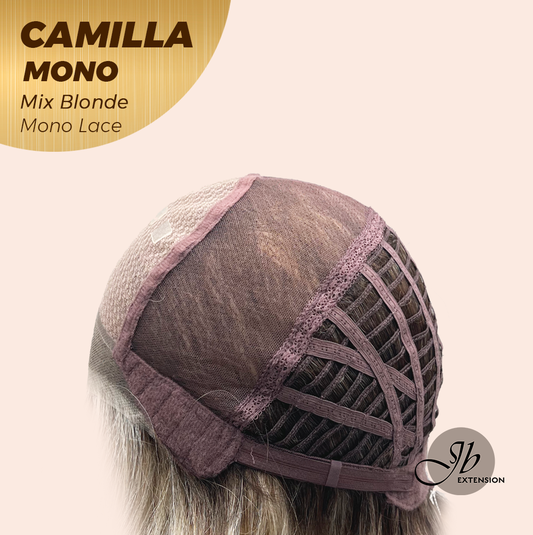 JBEXTENSION CAMILLA MONO Monofilament Handmade Wig 6X5 Full Monofilament Hand Tied Top Wig 20 Inches Mix Blonde Mono Lace Wig With Anti-slip Silicone Strips Glueless Wig CAMILLA MONO MIX BLONDE【BENDY EAR TABS】