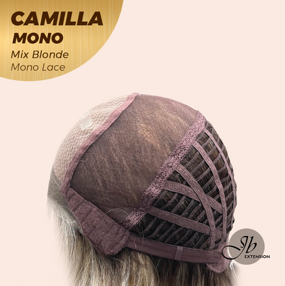 JBEXTENSION CAMILLA MONO Monofilament Handmade Wig 6X5 Full Monofilament Hand Tied Top Wig 20 Inches Mix Blonde Mono Lace Wig With Anti-slip Silicone Strips Glueless Wig CAMILLA MONO MIX BLONDE【BENDY EAR TABS】
