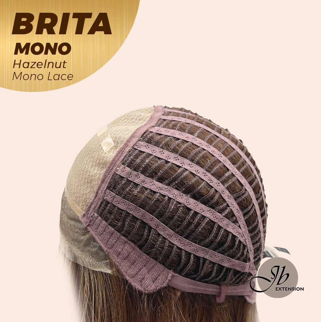 JBEXTENSION BRITA MONO Monofilament Handmade Wig 6X5 Full Monofilament Hand Tied Top Wig 22 Inches Hazelnut Mono Lace Wig Glueless Wig BRITA MONO - HAZELNUT【BENDY EAR TABS】