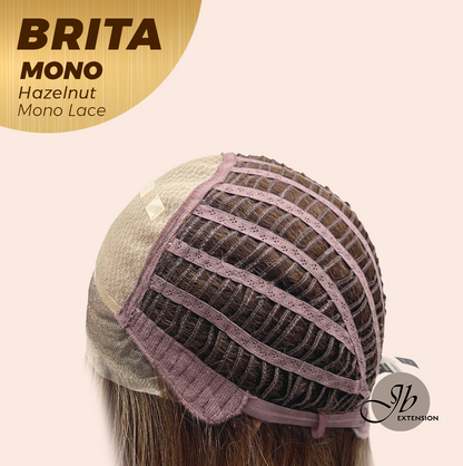 JBEXTENSION BRITA MONO Monofilament Handmade Wig 6X5 Full Monofilament Hand Tied Top Wig 22 Inches Hazelnut Mono Lace Wig Glueless Wig BRITA MONO - HAZELNUT【BENDY EAR TABS】