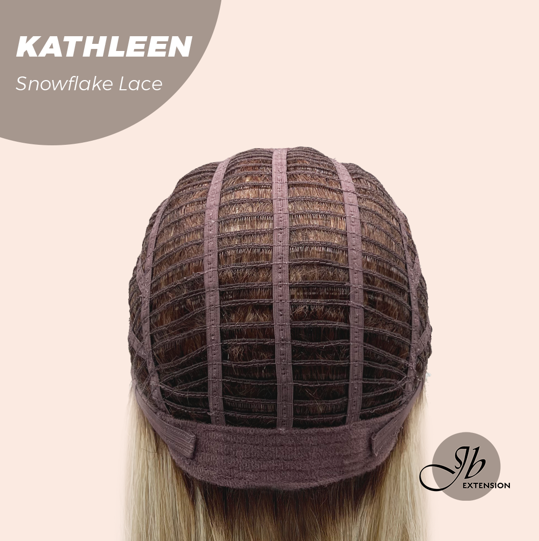 JBEXTENSION 15 Inches Mix Blonde Pre-Cut Arc Snowflake Lace Frontlace Glueless Wig KATHLEEN【BENDY EAR TABS】
