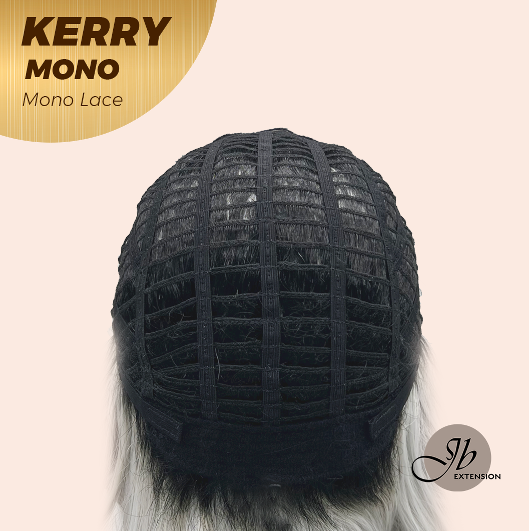 [FINAL SALE] JBEXTENSION KERRY MONO Monofilament Handmade Wig 6X5 Full Monofilament Hand Tied Top Wig 18 Inches Grey with Dark Root Mono Lace Wig With Anti-slip Silicone Strips Glueless Wig KERRY MONO【BENDY EAR TABS】