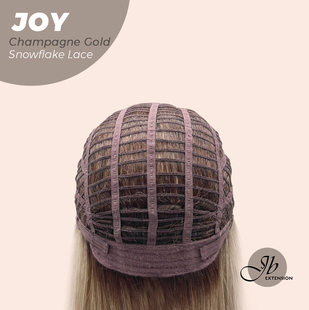 JBEXTENSION 19 Inches Champagne Gold Pre-Cut Arc Snowflake Lace Frontlace Glueless Wig JOY CHAMPAGNE GOLD【BENDY EAR TABS】