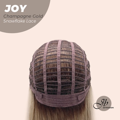 JBEXTENSION 19 Inches Champagne Gold Pre-Cut Arc Snowflake Lace Frontlace Glueless Wig JOY CHAMPAGNE GOLD【BENDY EAR TABS】