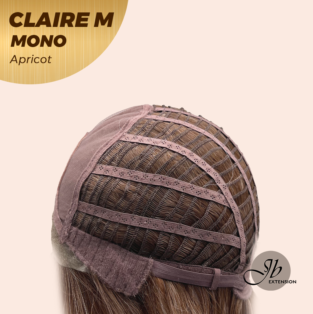 JBEXTENSION CLAIRE MONO Partial Monofilament Wig 22 Inches Apricot Curly Partial Mono Lace Glueless Wig CLAIRE MONO APRICOT【BENDY EAR TABS】
