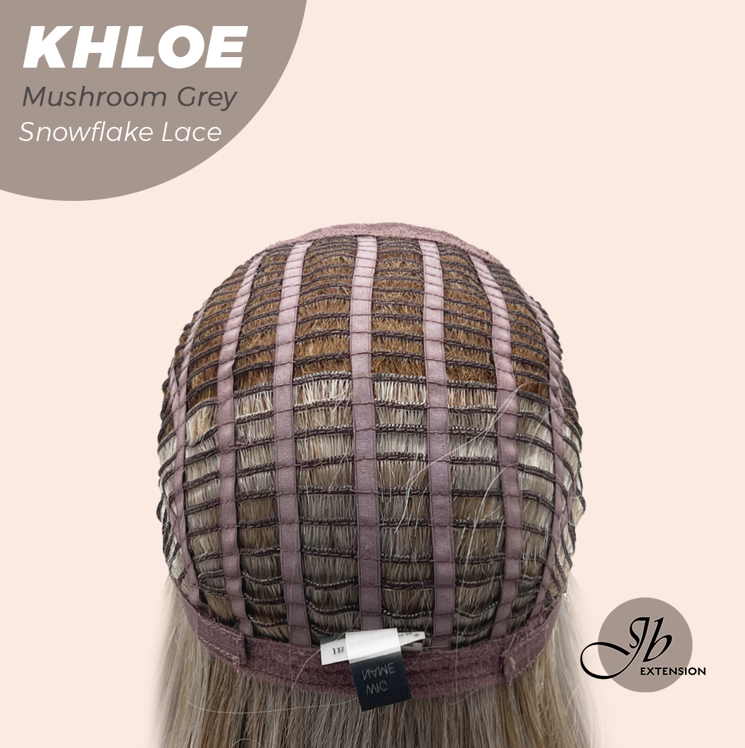 JBEXTENSION 12 Inches Bob Cut Mushroom Grey Pre-Cut Snowflake Lace Frontlace Glueless Wig KHLOE MUSHROOM GREY【PERMATEASE】【BENDY EAR TABS】- M/L