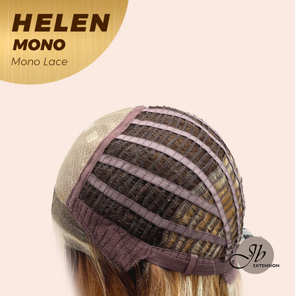 JBEXTENSION HELEN MONO Monofilament Handmade Wig 6X5 Full Monofilament Hand Tied Top Wig 14 Inches Honey Blonde Mono Lace Wig with Anti-slip Silicone Strips Glueless Wig HELEN MONO【BENDY EAR TABS】