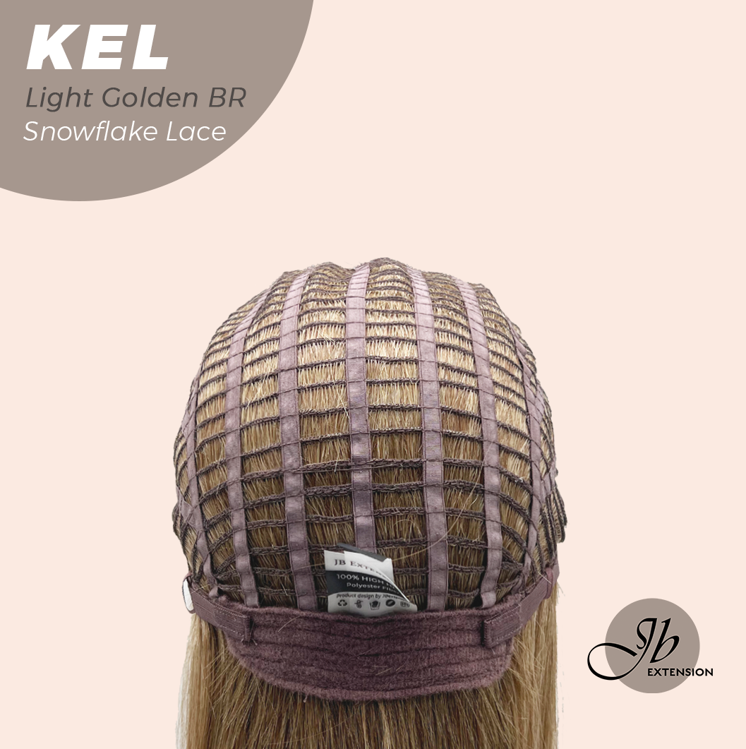 JBEXTENSION 22 Inches Light Golden Brown Pre-Cut Snowflake Lace Frontlace Glueless Wig KEL LIGHT GOLDEN BROWN【PERMATEASE】【BENDY EAR TABS】- M/L