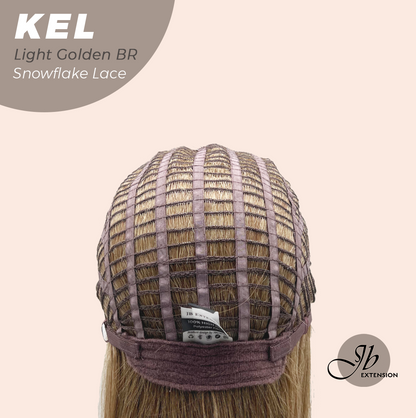 JBEXTENSION 22 Inches Light Golden Brown Pre-Cut Snowflake Lace Frontlace Glueless Wig KEL LIGHT GOLDEN BROWN【PERMATEASE】【BENDY EAR TABS】- M/L