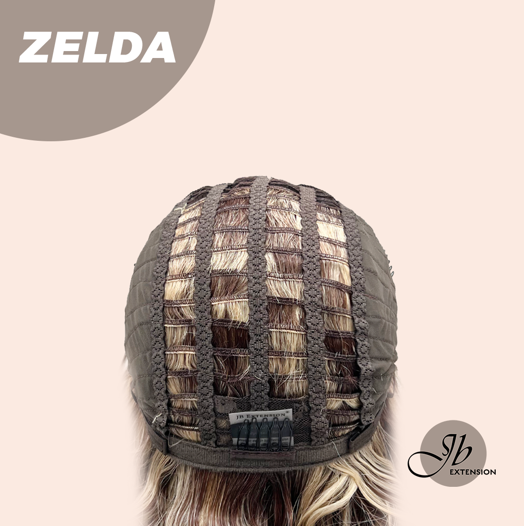 JBEXTENSION 14 Inches Wave Brown Highlight Chocolate‑Blonde Mix Headband Wig ZELDA