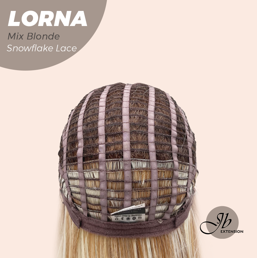 [FINAL SALE] JBEXTENSION 18 Inches Mix Blonde Curly Pre-Cut Snowflake Lace Frontlace Glueless Wig LORNA SNOWFLAKE MIX BLONDE【PERMATEASE】【BENDY EAR TABS】- M/L