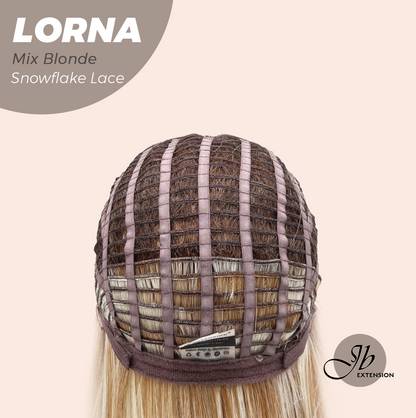 [FINAL SALE] JBEXTENSION 18 Inches Mix Blonde Curly Pre-Cut Snowflake Lace Frontlace Glueless Wig LORNA SNOWFLAKE MIX BLONDE【PERMATEASE】【BENDY EAR TABS】- M/L