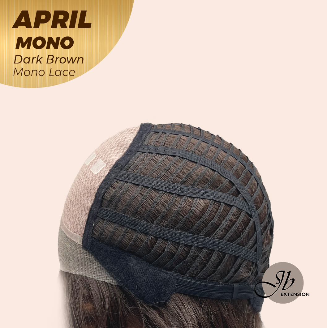 JBEXTENSION APRIL MONO Monofilament Handmade Wig 6X5 Full Monofilament Hand Tied Top Wig 18 Inches Dark Brown Mono Lace Wig With Anti-slip Silicone Strips Glueless Wig APRIL MONO DARK BROWN【BENDY EAR TABS】
