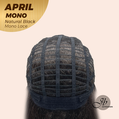 JBEXTENSION APRIL MONO Monofilament Handmade Wig 6X5 Full Monofilament Hand Tied Top Wig 18 Inches Natural Black Mono Lace Wig With Anti-slip Silicone Strips Glueless Wig APRIL MONO NATURAL BLACK【BENDY EAR TABS】