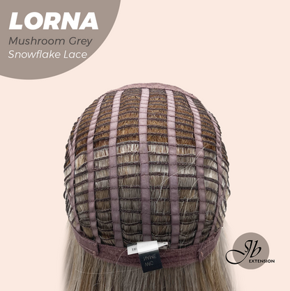 [FINAL SALE] JBEXTENSION 18 Inches Mushroom Grey Curly Pre-Cut Snowflake Lace Frontlace Glueless Wig LORNA MUSHROOM GREY【PERMATEASE】【BENDY EAR TABS】- M/L