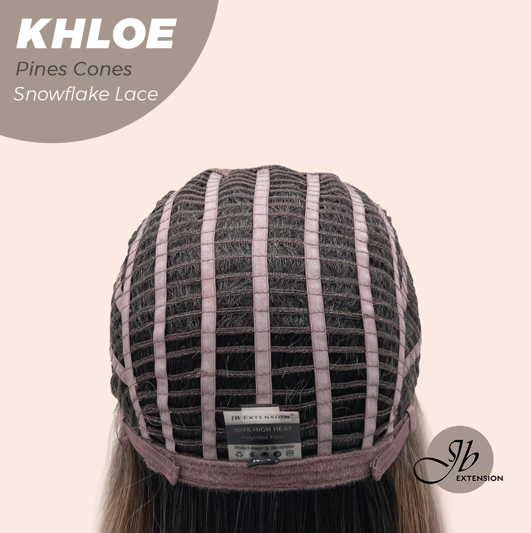 JBEXTENSION 12 Inches Bob Cut Pine Cones Pre-Cut Snowflake Lace Frontlace Glueless Wig KHLOE PINE CONES【PERMATEASE】【BENDY EAR TABS】- M/L