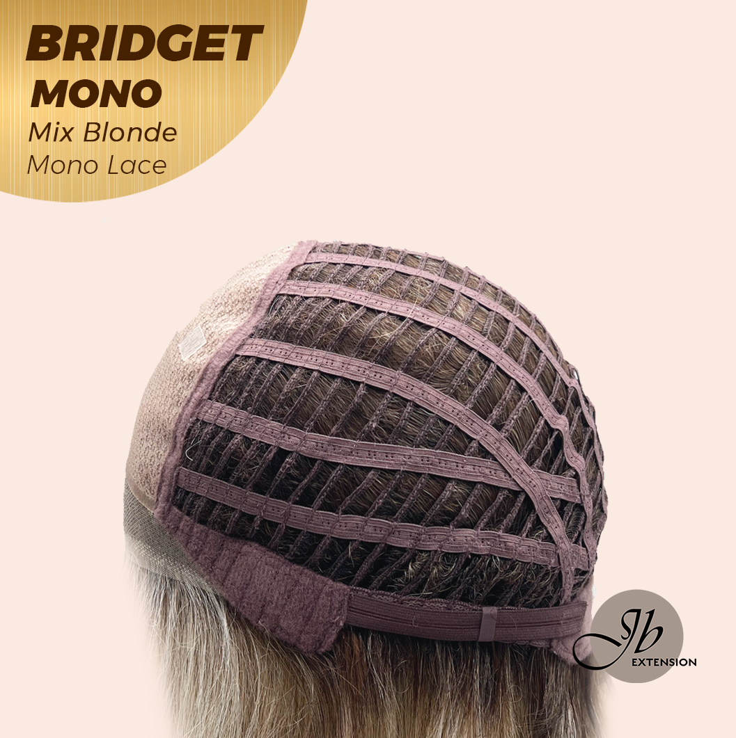 JBEXTENSION BRIDGET MONO Monofilament Handmade Wig 6X5 Full Monofilament Hand Tied Top Wig 15 Inches Mix Blonde Mono Lace Wig With Anti-slip Silicone Strips Glueless Wig BRIDGET MONO MIX BLONDE【BENDY EAR TABS