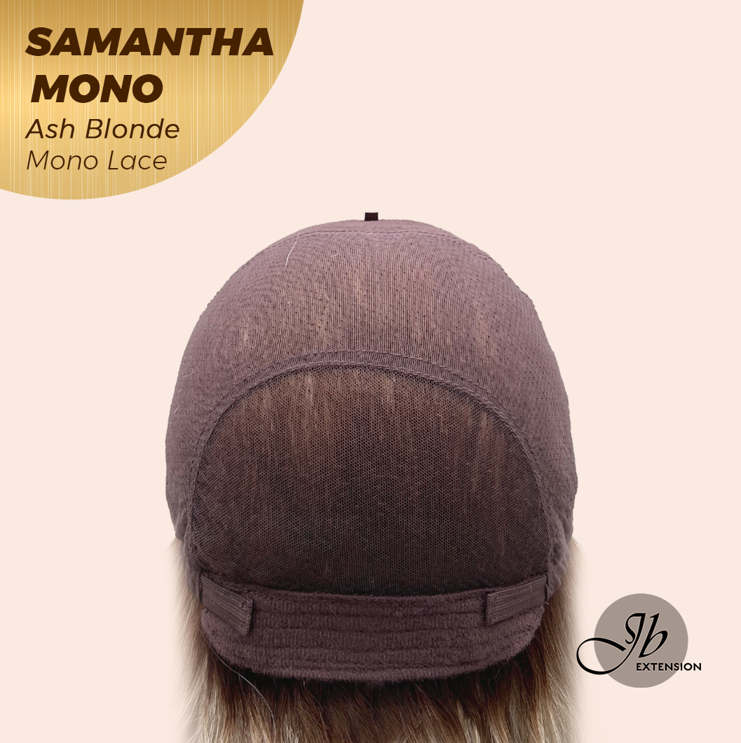 JBEXTENSION SAMANTHA MONO Full Monofilament Handmade Full Lace Full Hand Tied Wig 17 Inches Ash Blonde Mono Lace Handmade Futura Fiber Wig with Anti-slip Silicone Strips Glueless Wig SAMANTHA MONO ASH BLONDE【BENDY EAR TABS】