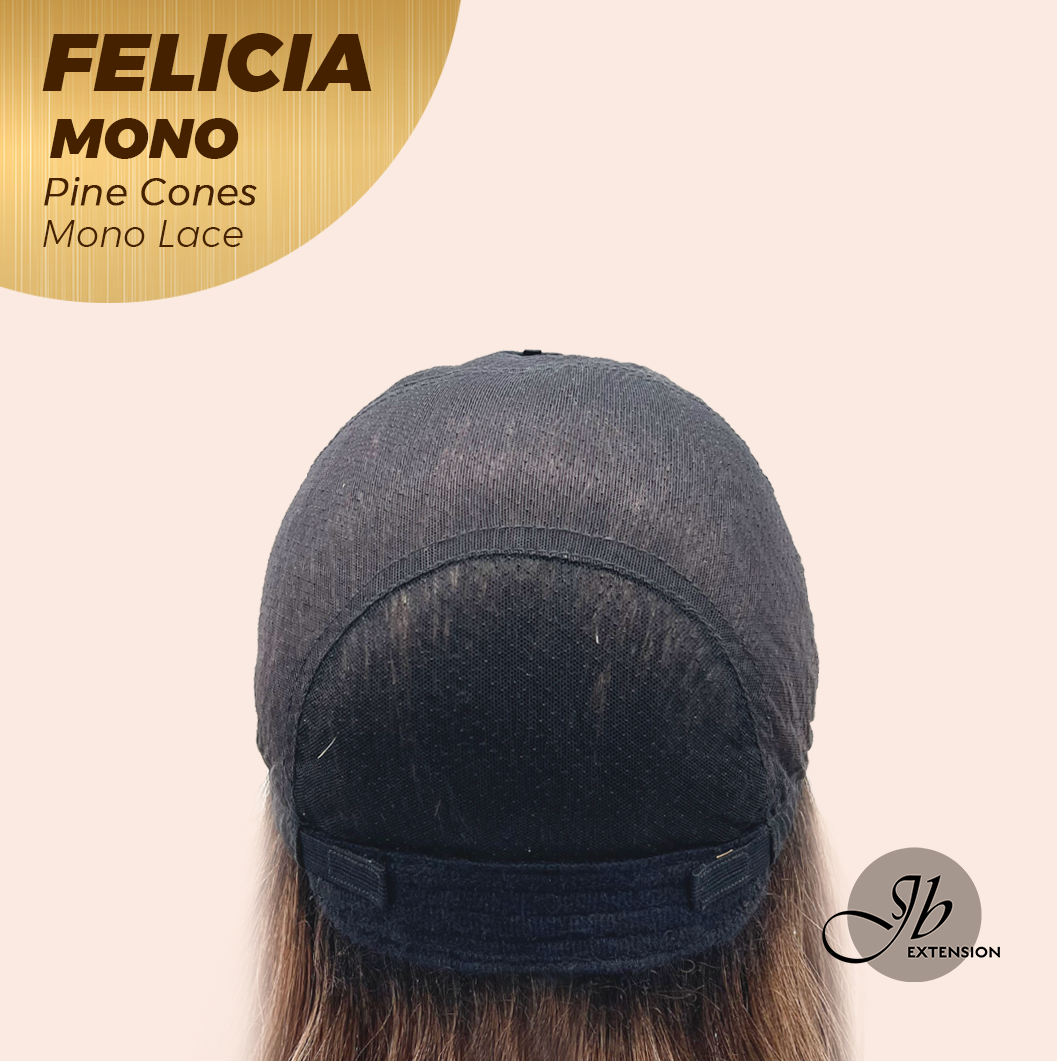 JBEXTENSION FELICIA MONO Full Monofilament Handmade Full Lace Full Hand Tied Wig 11 Inches Pine Cones Mono Lace Handmade Futura Fiber Wig with Anti-slip Silicone Strips Glueless Wig FELICIA MONO - PINE CONES【BENDY EAR TABS】
