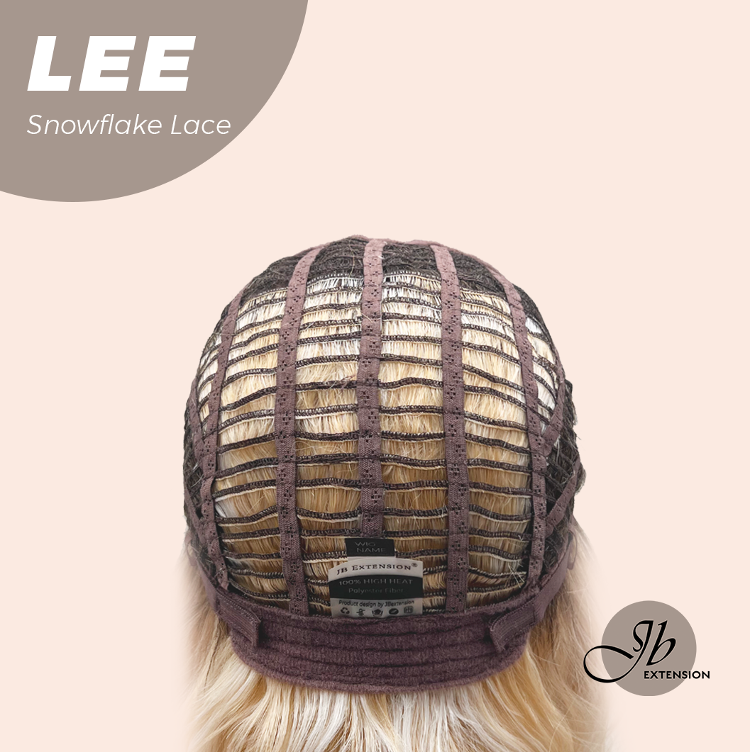 JBEXTENSION 14 Inches Wave Light Peach Pre-Cut Side Part Snowflake Lace Frontlace Glueless Wig LEE【BENDY EAR TABS】