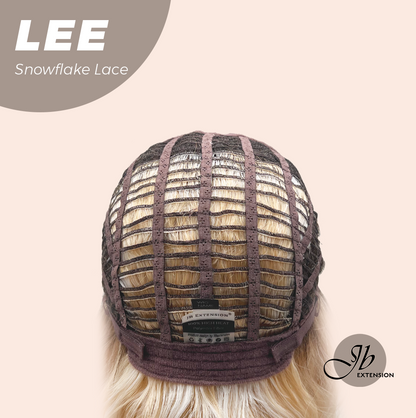 JBEXTENSION 14 Inches Wave Light Peach Pre-Cut Side Part Snowflake Lace Frontlace Glueless Wig LEE【BENDY EAR TABS】